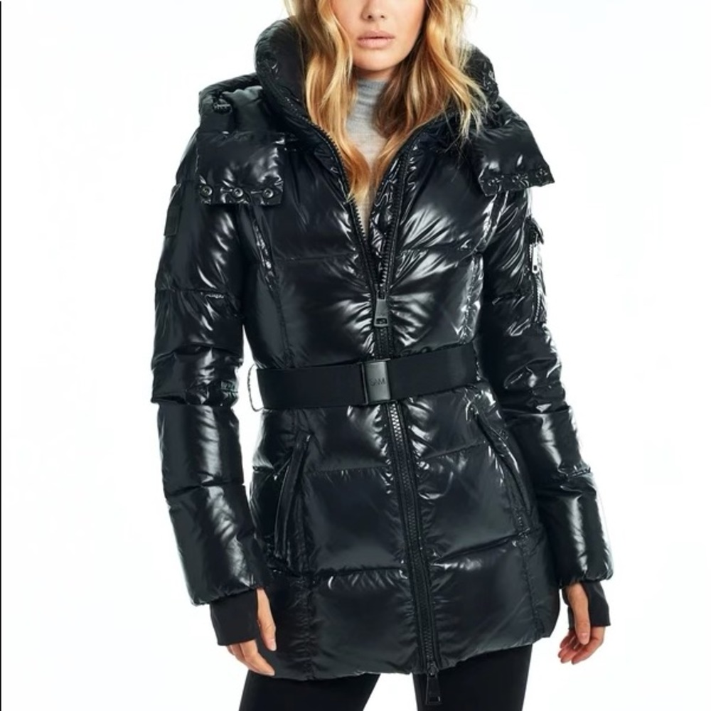 SAM NYC Black Long Jacket w/ belt & hood